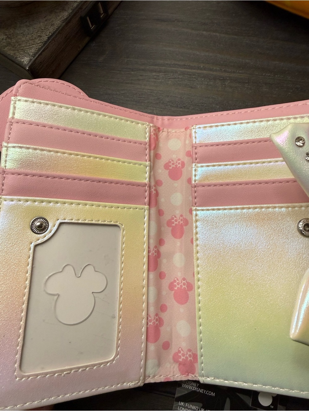 Loungefly Bow Wallet with Iridescent Bow and Rhinestones, NWT - Picture 3 of 4